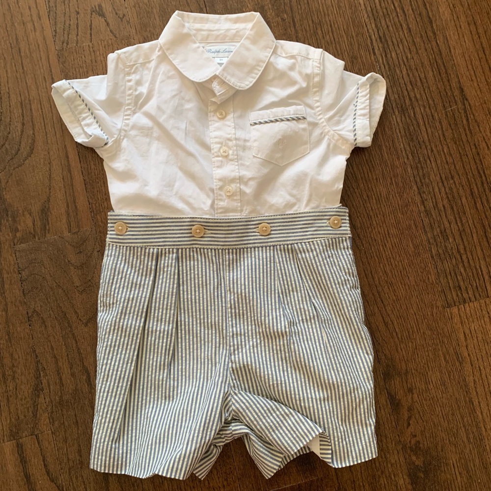 Ralph Lauren baby boy seersucker one piece short suit